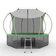 Батут для дачи с сеткой EVO JUMP Internal 12ft (Green) с внутренней сеткой и лестницей + нижняя сеть